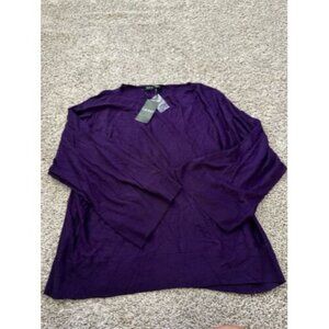lauren ralph lauren Womens Boat Neck Purple Wide Sleeve Shirt Size Large Causal